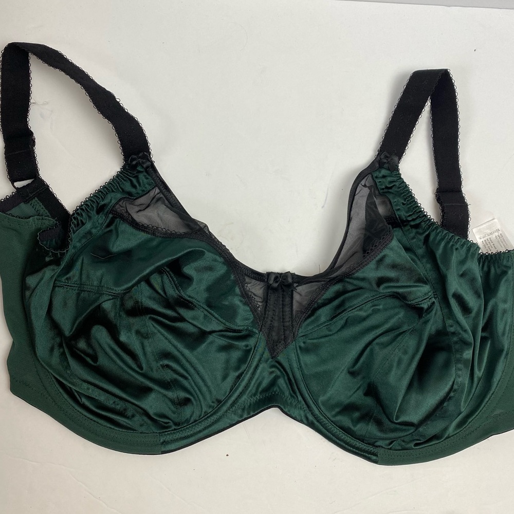 Goddess Keira Banded Underwire Bra Green Black GD6090 36M Satin